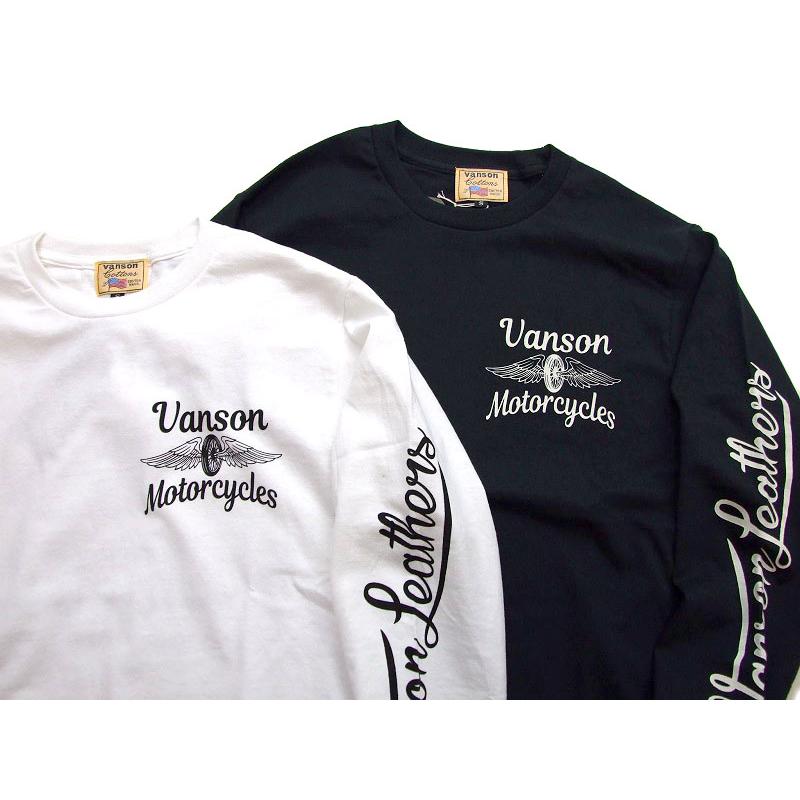 fa24 vanson バンソン 長袖カットソー ビッグロゴ 白×黒 メンズLL 