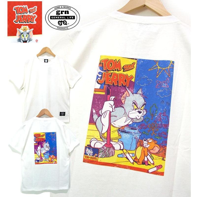 トムとジェリー バックプリントTシャツ grn×トムとシェリー