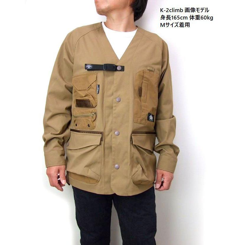 メンズ ワークアウター grn 服 多ポケット ノーカラー