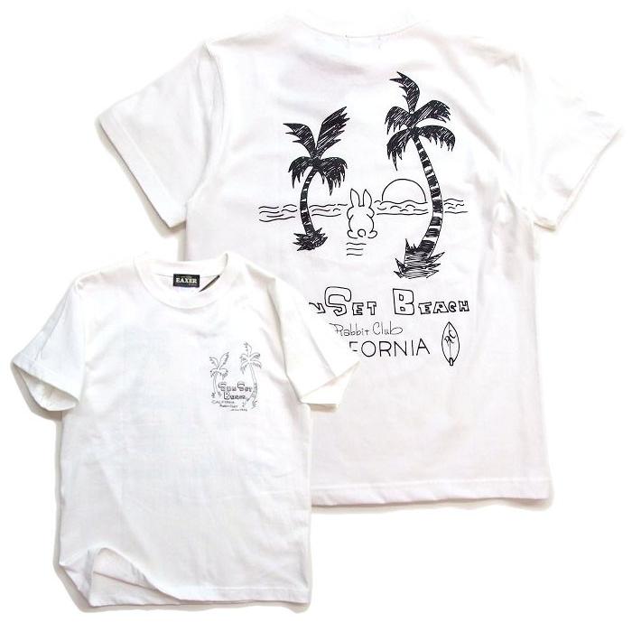 サーフ兎Tシャツ うさぎt EAXER ラビットビーチ 男女兼用 半袖T