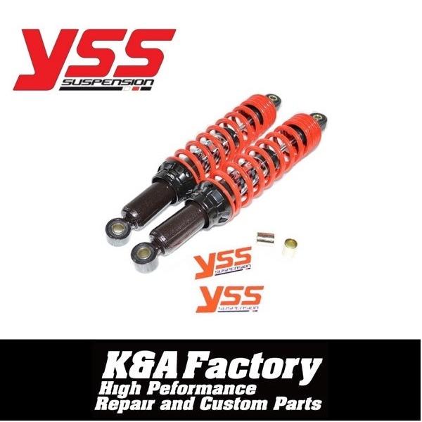 YSSリアショック/サスペンション 350mm ブラック/レッド ダックス