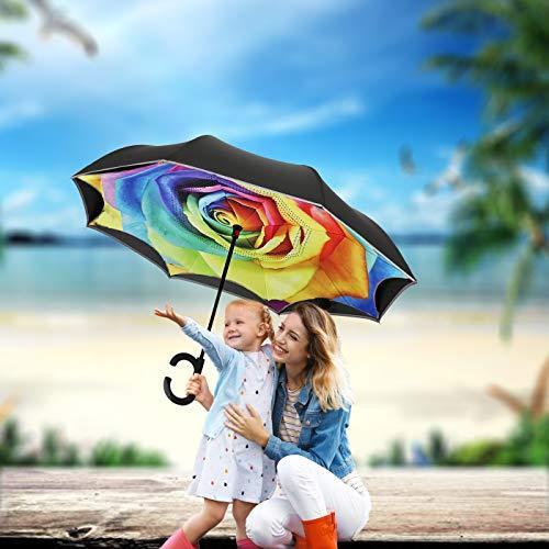 セール 登場から人気沸騰 女性用 逆さ傘 防風 逆さ傘 自動開閉 リバースsiepasa 傘 Uv保護 レインボーローズ 並行輸入 安全反射ストライプ付き逆さま傘 逆さま傘 雨傘 Smgp Neuquen Gov Ar