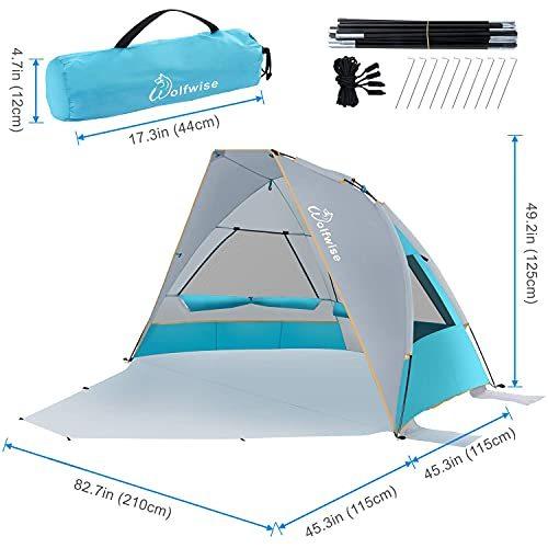 ビーチテントWolfWise 3 Person Portable Beach Tent UPF 50+ Sun Shade Canopy Umbrel|k-a-trade|07