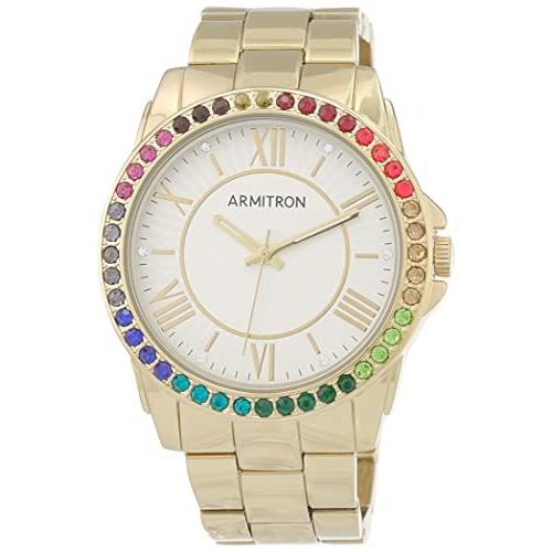 レディース 腕時計Armitron Women's Genuine Crystal Accented Bracelet Watch, 75/5686【