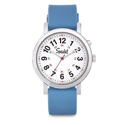 レディース 腕時計Speidel (シュパイデル) メディカルスクラブグローウォッチ - シリコンバンド 24時間マーク 秒針 ライト付き 読みやすい