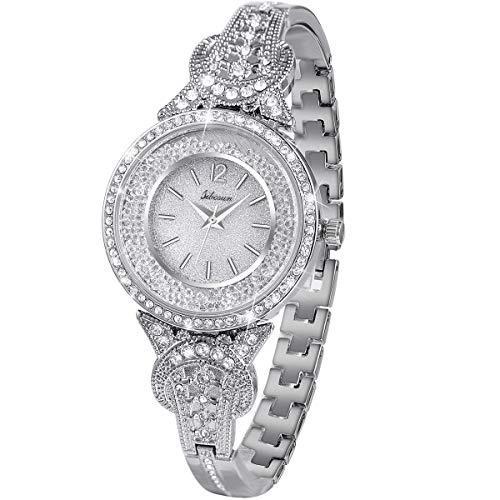 レディース 腕時計SIBOSUN レディース 腕時計 クォーツ 高級ステンレススチールバンド ブレスレット クリスタル アナログ 21.Gold, J
