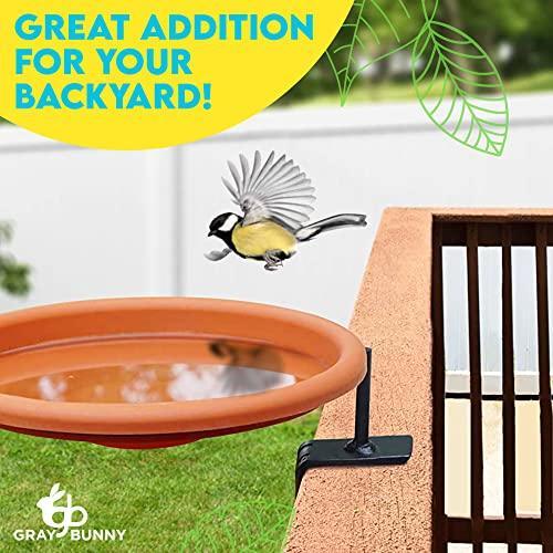 割引特売 バードバス |Gray Bunny Bird Bath Bowl 12” Deck Mounted Bird Feeder Bowl with Stu