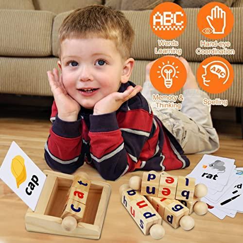早割 英語 カード はじめて |Montessori Toys for Toddlers 2 3 4 Years Old Wooden Reading Bl