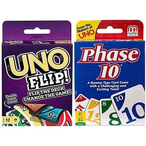 UNO ウノ カードゲーム |フェーズ10とUnoフリップ 2パック【並行輸入品