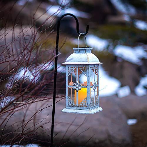 ソーラーランタン　|Solar　Lantern　Outdoor　Hyacinth　Antique　and　White　Metal　Decor　Glas
