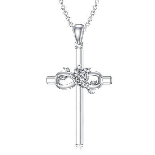 クロス ネックレス |LWXIE Diamond Cross Necklace for Women 925