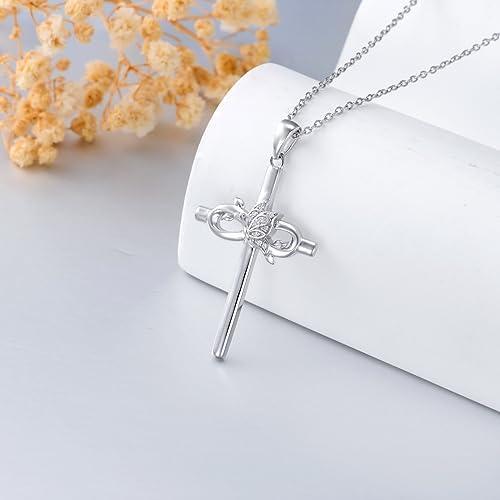 クロス ネックレス |LWXIE Diamond Cross Necklace for Women 925