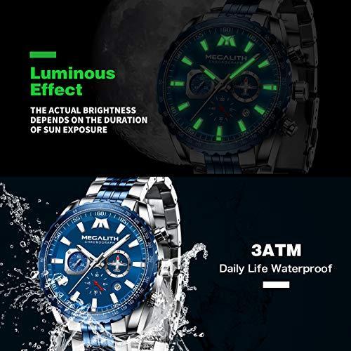 腕時計 メンズ アナログ |MEGALITH メンズ 腕時計 クロノグラフ 防水