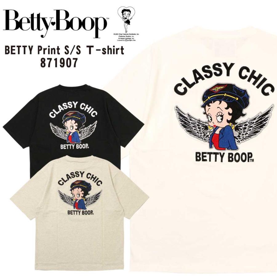 メール便発送 Betty Boop ベティブープ 半袖 Tシャツ 871907 刺繍