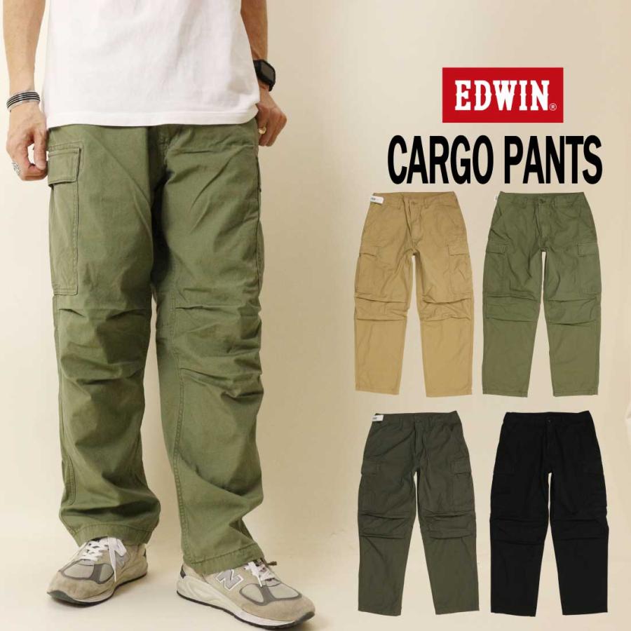 EDWIN（エドウィン） カーゴパンツ ボトムス バックサテン ワイド 