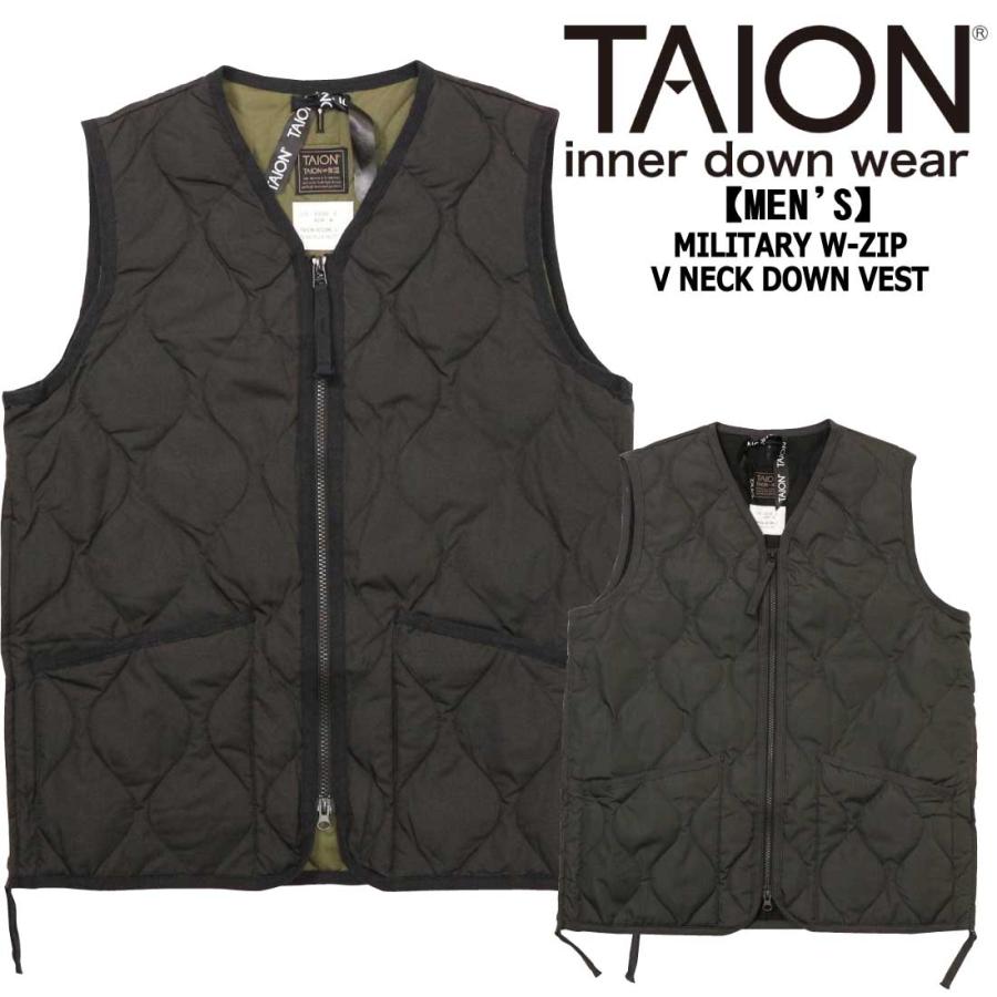 TAION（タイオン） ミリタリー Vネック ジップ ダウンベスト TAION