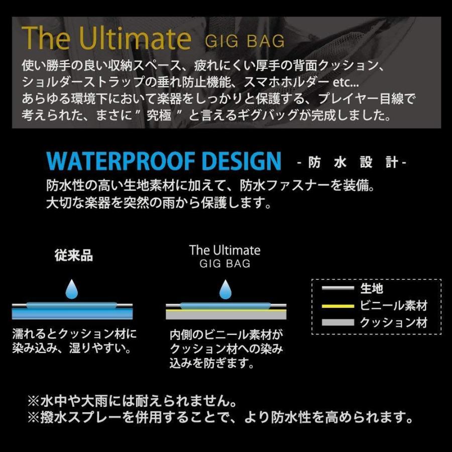 【A】KC★極厚20mmクッション★エレキベース用ギグバッグ★ブラック★リュック式★防水設計★大型ポケット★ギグケース★GB-EB1/BK_5