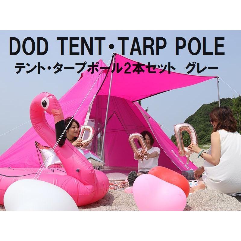 DOD★テント・タープポール★2本セット★ペグ&ロープ&収納袋付★直径1.5×長さ170cm★グレー★XP-01｜k-and-n-company3