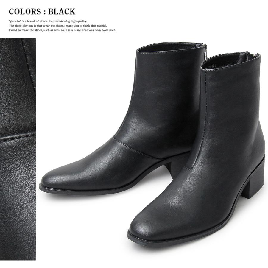 ブーツ ショート メンズ ジップ ヒールブーツ ZIP HEEL BOOTS