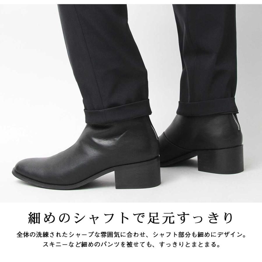 ブーツ ショート メンズ ジップ ヒールブーツ ZIP HEEL BOOTS