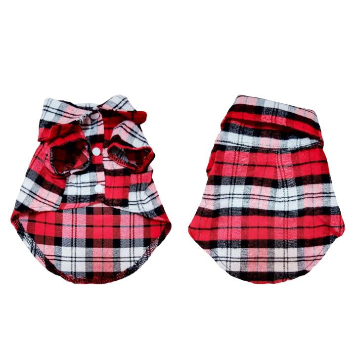 チェック柄犬服 小型犬用 犬 服 前開き シャツ チェック柄 犬服 小型犬 中型犬 着せやすい