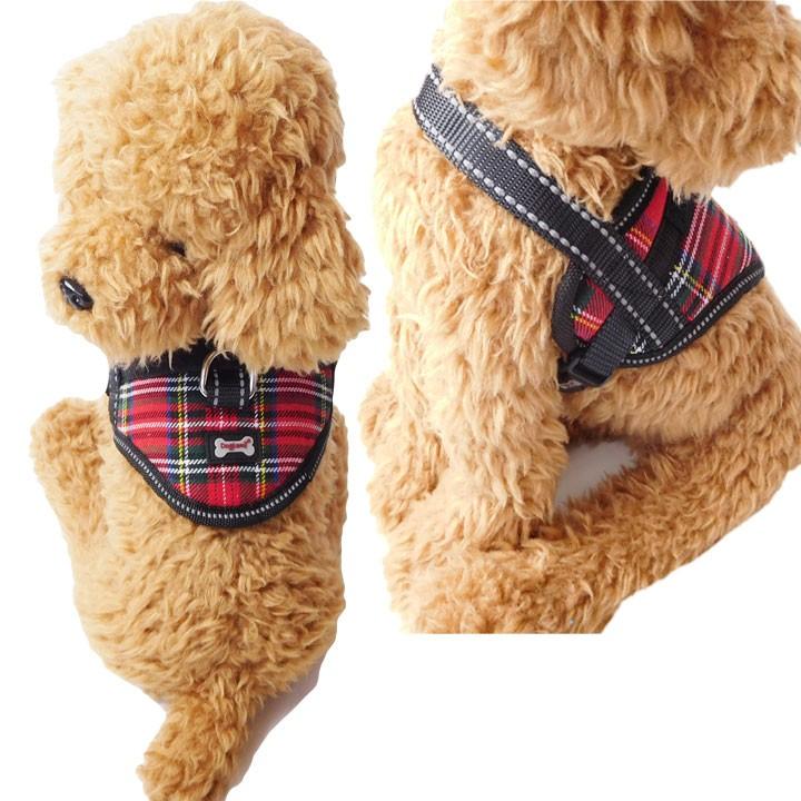 はっぴーDOG 犬 服 夏 ハーネス 胴輪 ファッション チェック柄 ドット