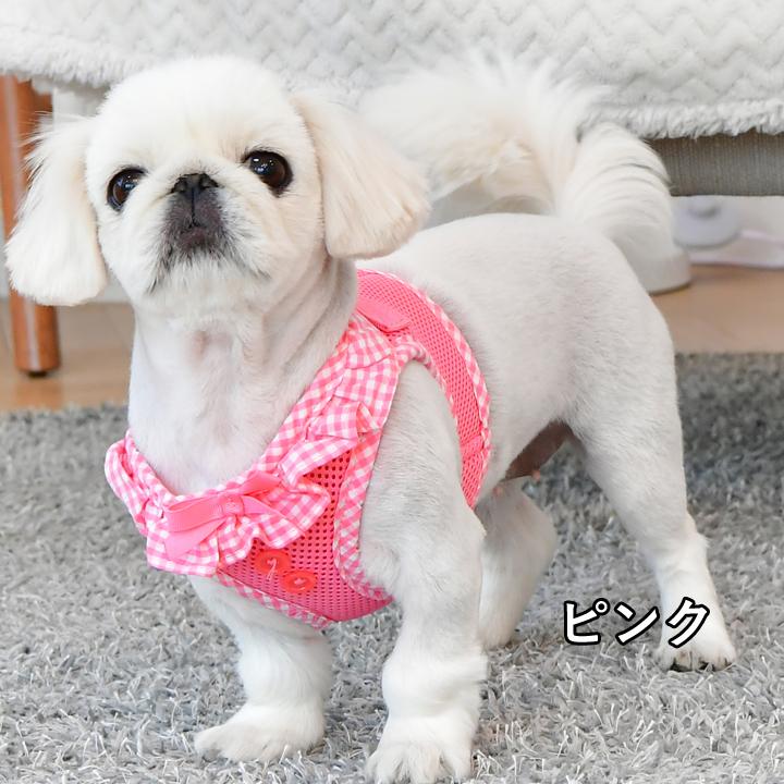 はっぴーDOG 犬 リード ハーネス セット 胴輪 犬 リボン フリル ふりふ