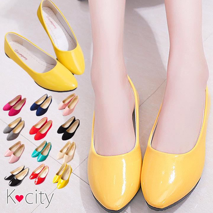 N°21 イエローポインテッドトゥフラットシューズ37