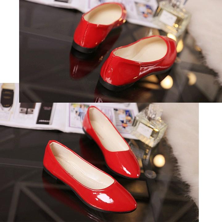 パンプス ぺたんこ エナメル フラットシューズ ポインテッドトゥ