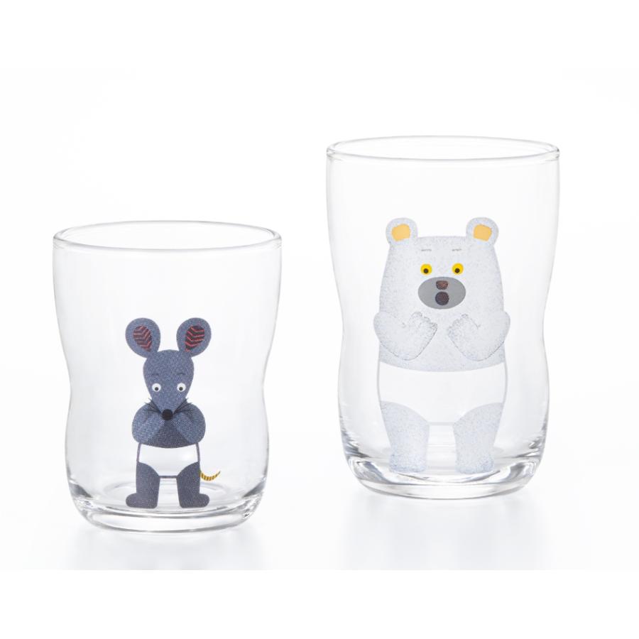 アデリア つよいこグラスS＆Mセット しろくまのパンツ S-6351 【日本製 キッズ ガラスコップ 割れにくい 持ちやすい 子ども おしゃれ ギフト】 の商品画像