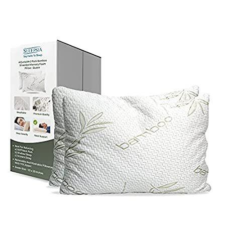 BAMBOO MEMORY FOAM SHREDDED PILLOW NECK BACK SUPPORT WITH REMOVABLE COVER 