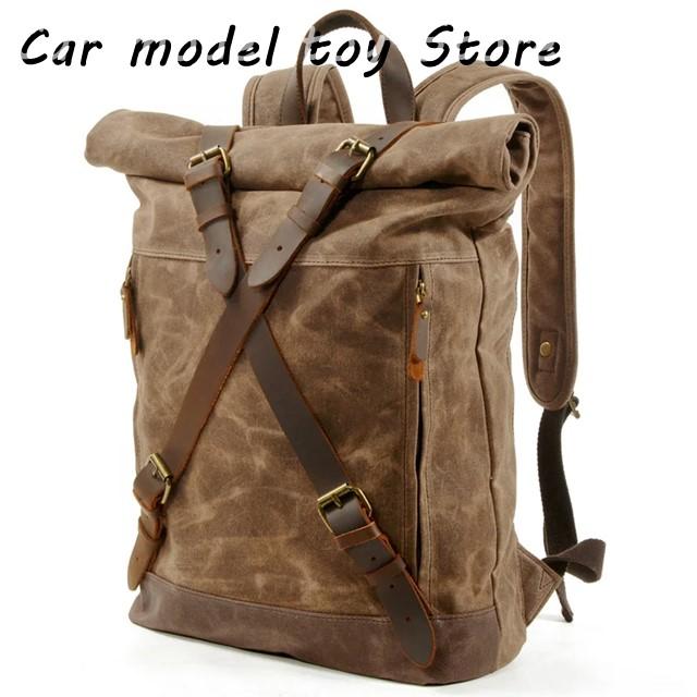 男性用リュック〜メンズバック〜 ヴィンテージメンズキャンバスレザーバック ハイキングリュックサック 並行輸入品】 メンズ バックパック ヴィンテージ キャンバス レザー