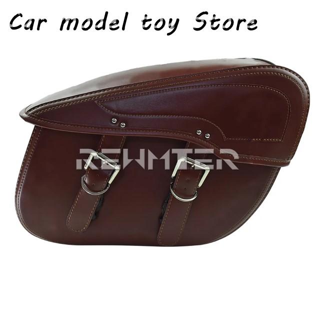 【並行輸入品】ハーレー  2Xバイク用PUサドルバッグラゲッジサイドツールポーチバッグ汎用用スポーツスターXLソフテイルツーリング用ヤマハ用の画像