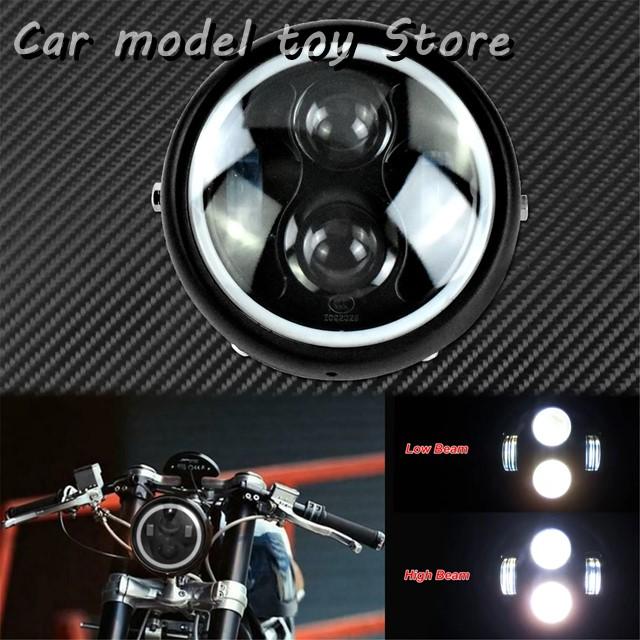【並行輸入品】BMW  6.5インチ ハーレーカフェ レーサーブラケットマウントクランプバイク LED ヘッドライト高くロワービーム ランプエンジ_1