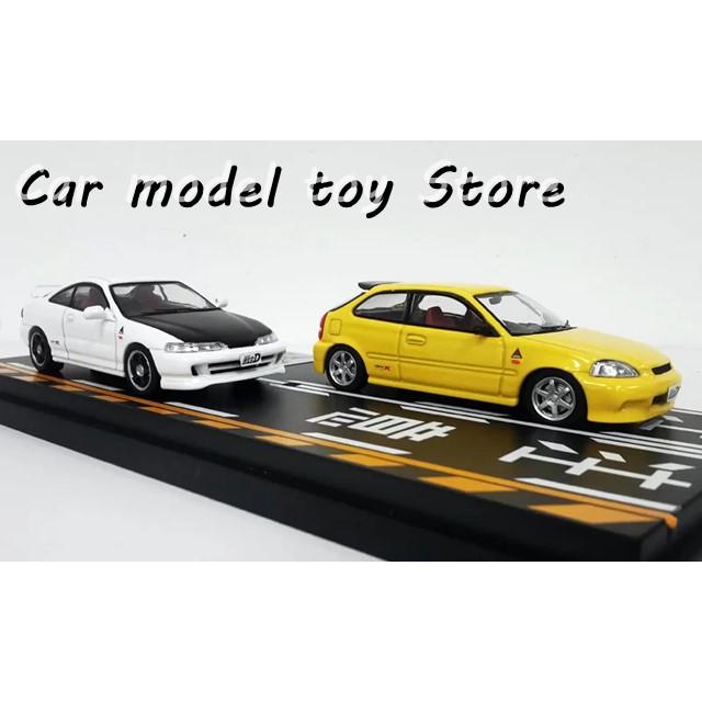 【並行輸入品】 2つペアミニチュアスケール モデルDC2 黄色 EK9色 スケールコレクション 在庫あり 1/64の画像