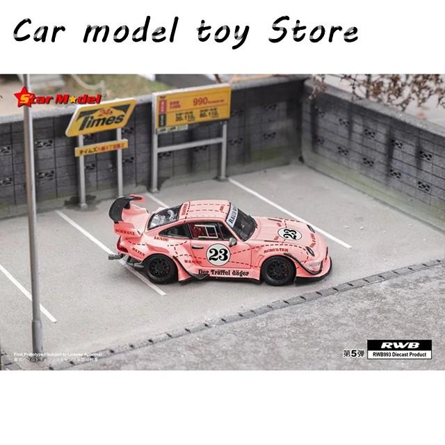 【並行輸入品】 スター 1:64 RWB 930 GT ウィング ピンク ピッグ ジオラマ カーモデル コレクションの画像