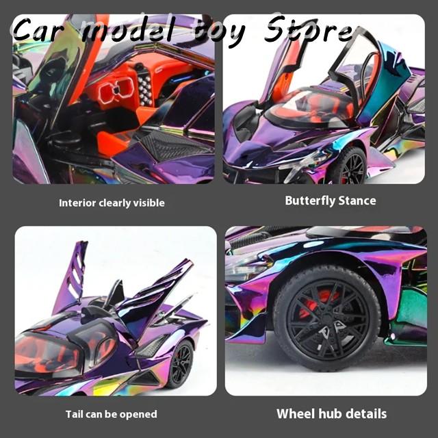 【並行輸入品】 1:24アポロEVOエレクトロプレートスーパーカーダイキャストモデルカー合金サウンド＆アンプライトプルバックホビー置物 | ブランド登録なし | 04