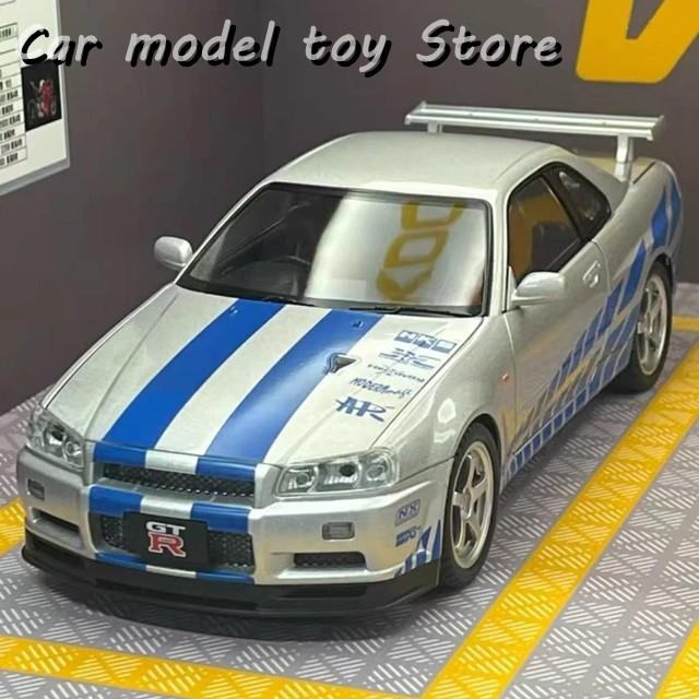 並行輸入品 1:18日産スカイラインGTR-R34モデルカーダイキャスト音と光