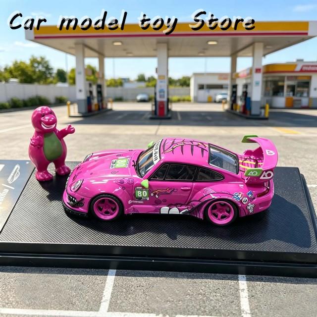 並行輸入品 モデルコレクト 1:64 ポルシェ RWB993 ピンク恐竜カラー