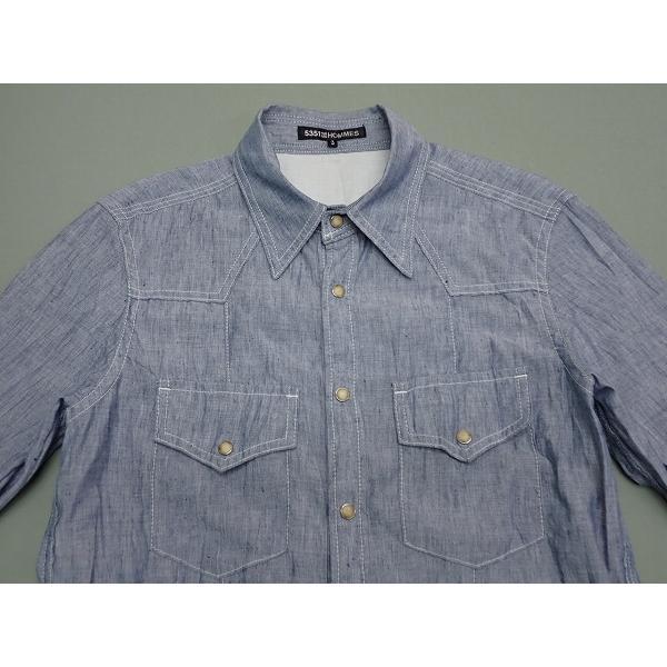 5351 POUR LES HOMMES シワ加工 ウエスタンシャツ・3△5351プールオム