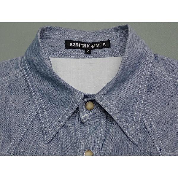 5351 POUR LES HOMMES シワ加工 ウエスタンシャツ・3△5351プールオム