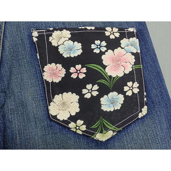 新品タグ付き〈絡繰魂 粋〉鳳凰菊桜刺繍ダメージ加工ジーンズ34