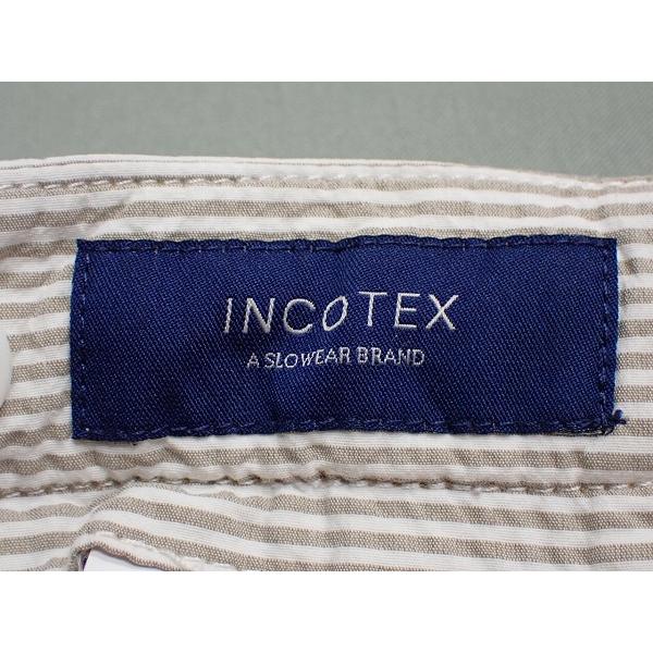 INCOTEX シアサッカー 水色白 50 夏用 INCOTEX（インコテックス） シアサッカー調パンツ・52▽インコテックス