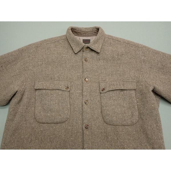 Papas 中綿キルティング ウールシャツジャケット・L□パパス/レザー  