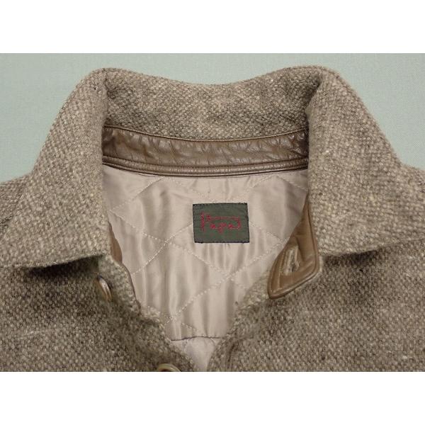 Papas 中綿キルティング ウールシャツジャケット・L□パパス/レザー  