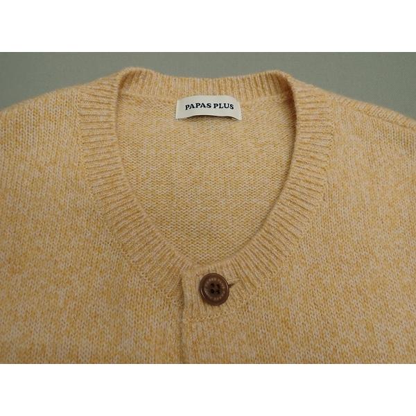 PAPAS Pロゴワッペン フェアアイル柄 ウールニット くるみボタン L~XL