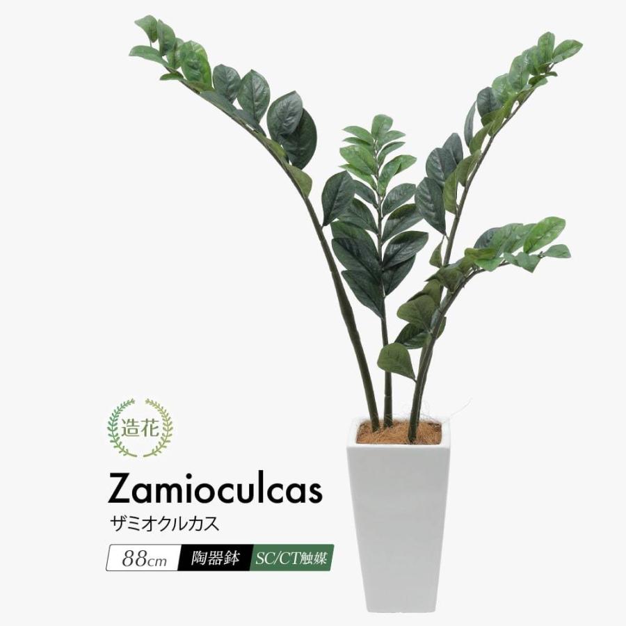 フェイクグリーン 観葉植物 大型 光触媒 造花 おしゃれ インテリア 人工 多肉 植物 ct触媒 消臭 北欧 ザミフォリア リアル / ザミオクルカス 88cm