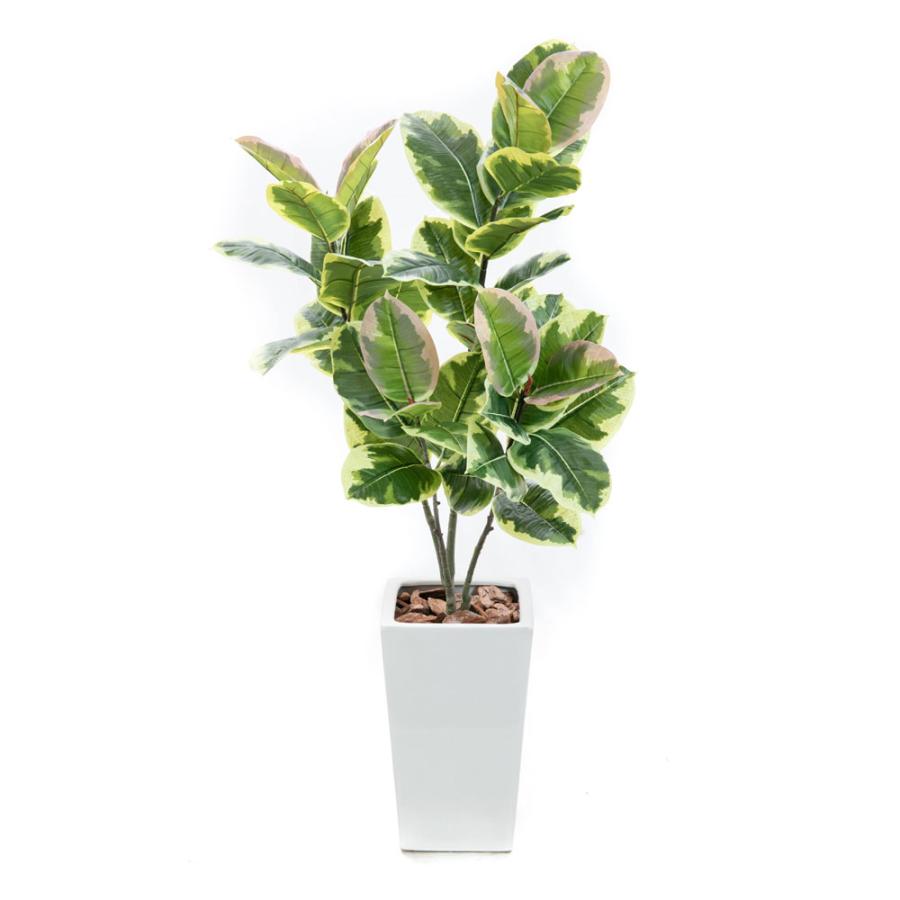 フェイクグリーン 人工観葉植物 大型 光触媒 CT触媒 消臭 抗菌 リアルタッチ ゴムの木 インテリア おしゃれ 風水 / フィカス アルテシマ 陶器鉢M 全高 110cmの画像