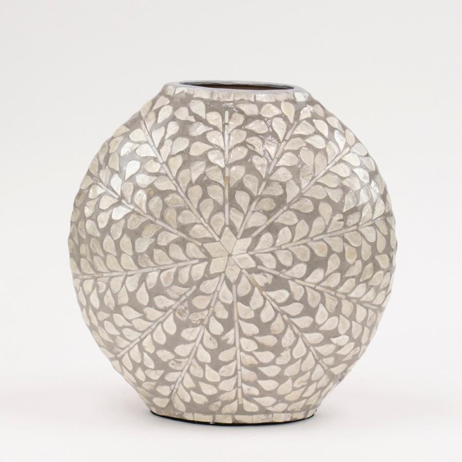 シェルベース・カリスト（Ｌ） グレイ 34.5cm 花器 花瓶 フラワーベース アレンジメント 資材｜k-hana
