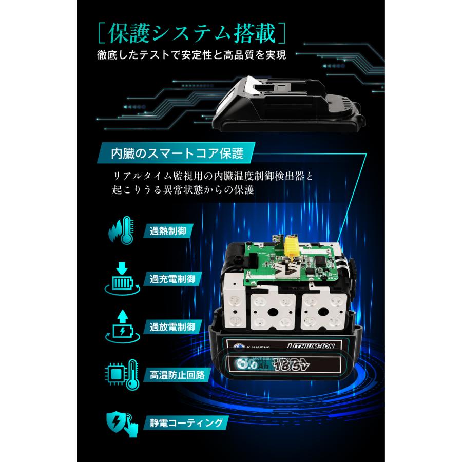 マキタ互換バッテリー 18V 6.0Ah BL1860B BL1850B BL1830B対応